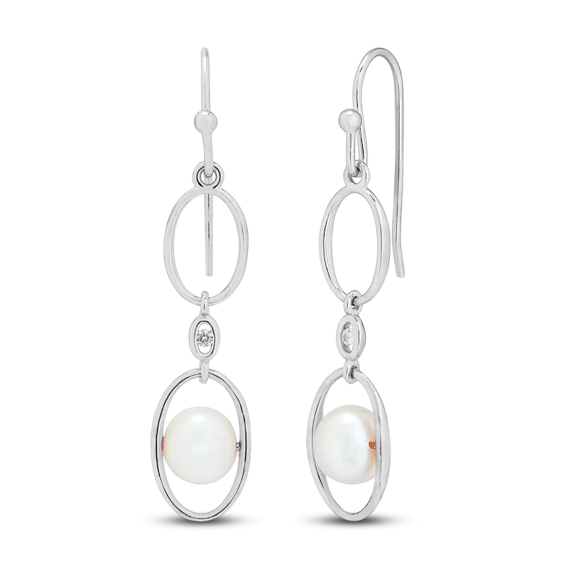 Cultured Freshwater Pearl and White Sapphire Drop Earrings | Jared