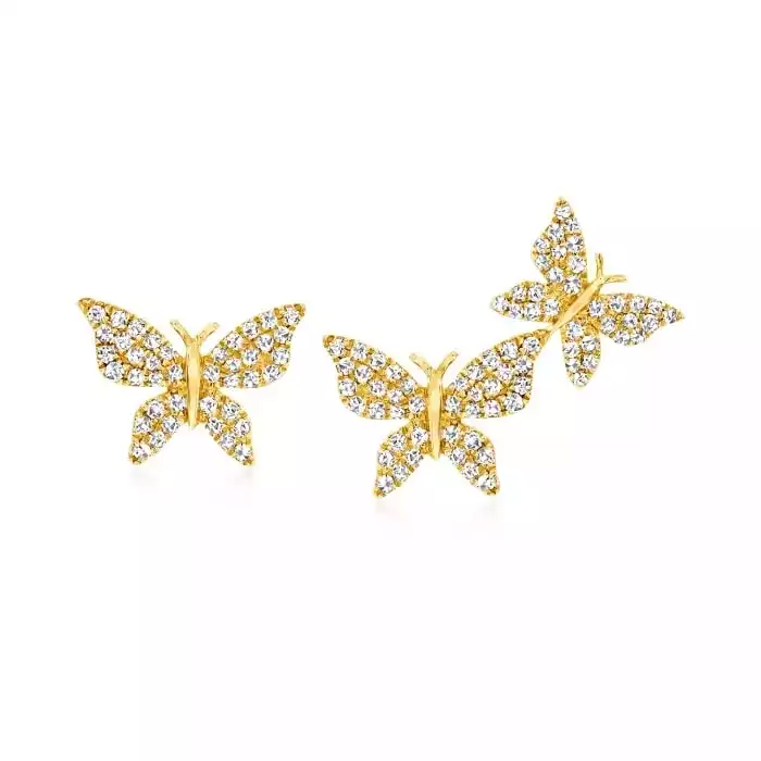 Diamond Butterfly Mismatched Earrings | Ross-Simons