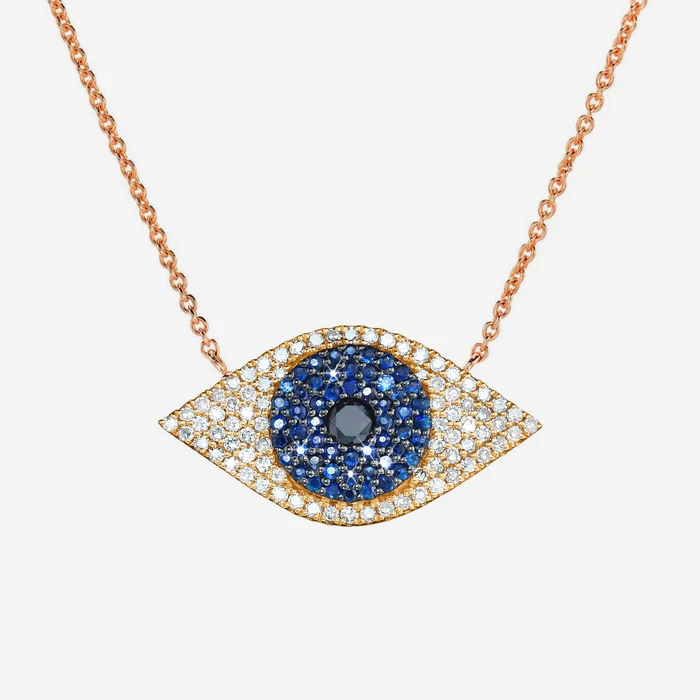 Diamond + Sapphire Evil Eye Necklace | Ring Concierge