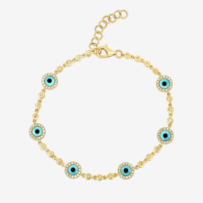 Diamond Turquoise Evil Eye Bracelet | Ring Concierge