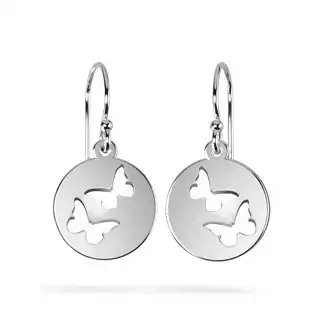 Double Butterfly Cutout Disc Earrings | Jewlr