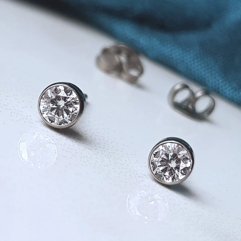 Ethical Diamond 4mm Titanium Stud Earrings | Etsy