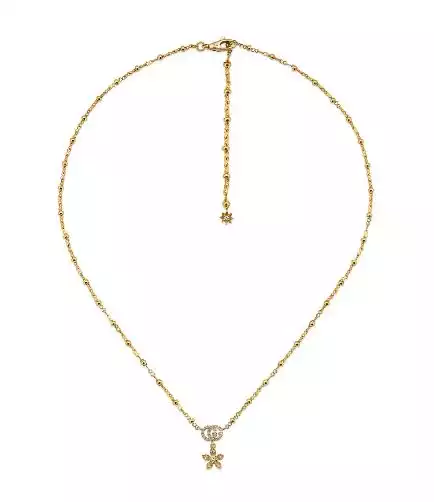 Flora Double-G Diamond & 18K Gold Necklace | Nordstrom