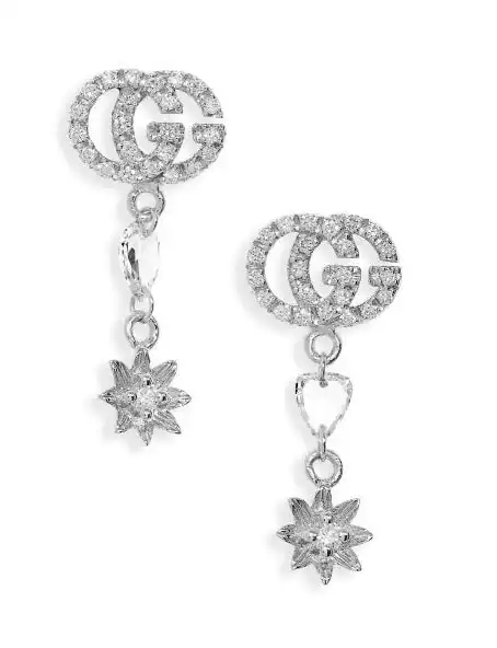 Flower & Double-G Diamond Drop Earrings | Nordstrom