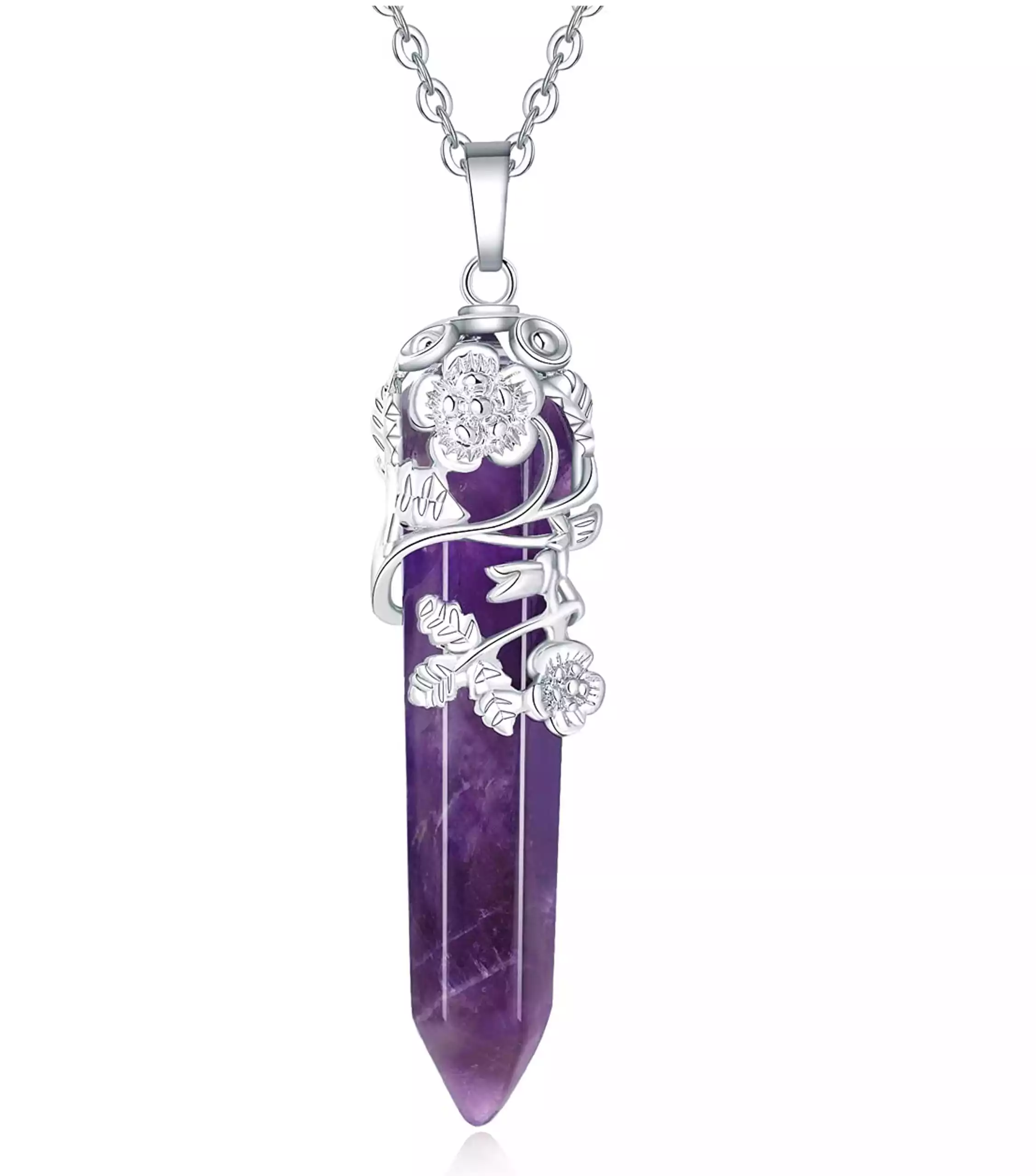 Flower Wrapped Crystal Point Pendant Necklace | Amazon