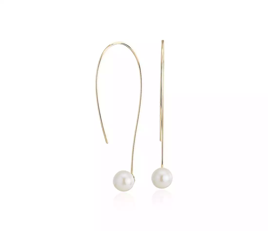 Front-Back Freshwater Cultured Pearl Threader Earring | Blue Nile