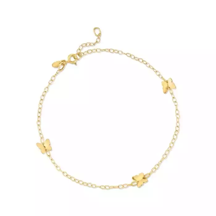 Italian 14kt Yellow Gold Butterfly Station Anklet | Ross-Simons