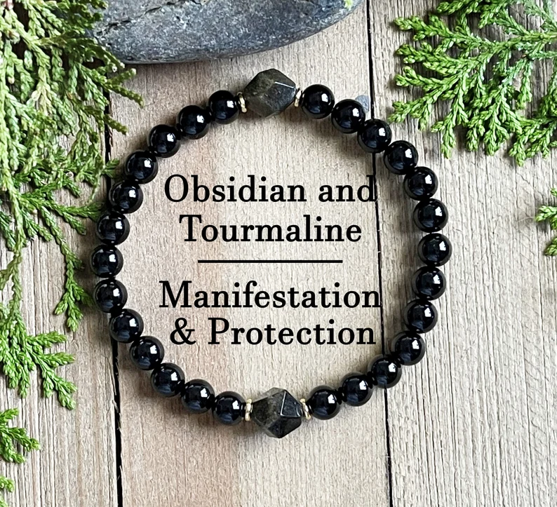 Manifestation Protection Bracelet Black Tourmaline | Etsy