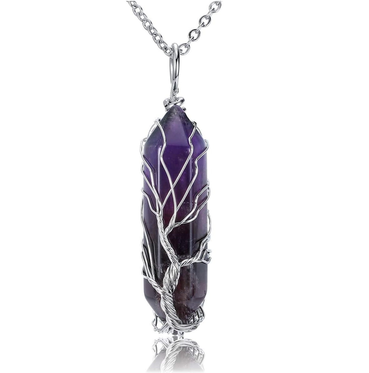 Natural Healing Crystals Gemstone Amethyst Point Necklace | Amazon