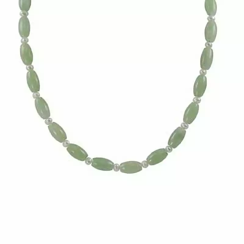 Oval Jade and Cultured Freshwater Pearl Beaded Necklace | Zales