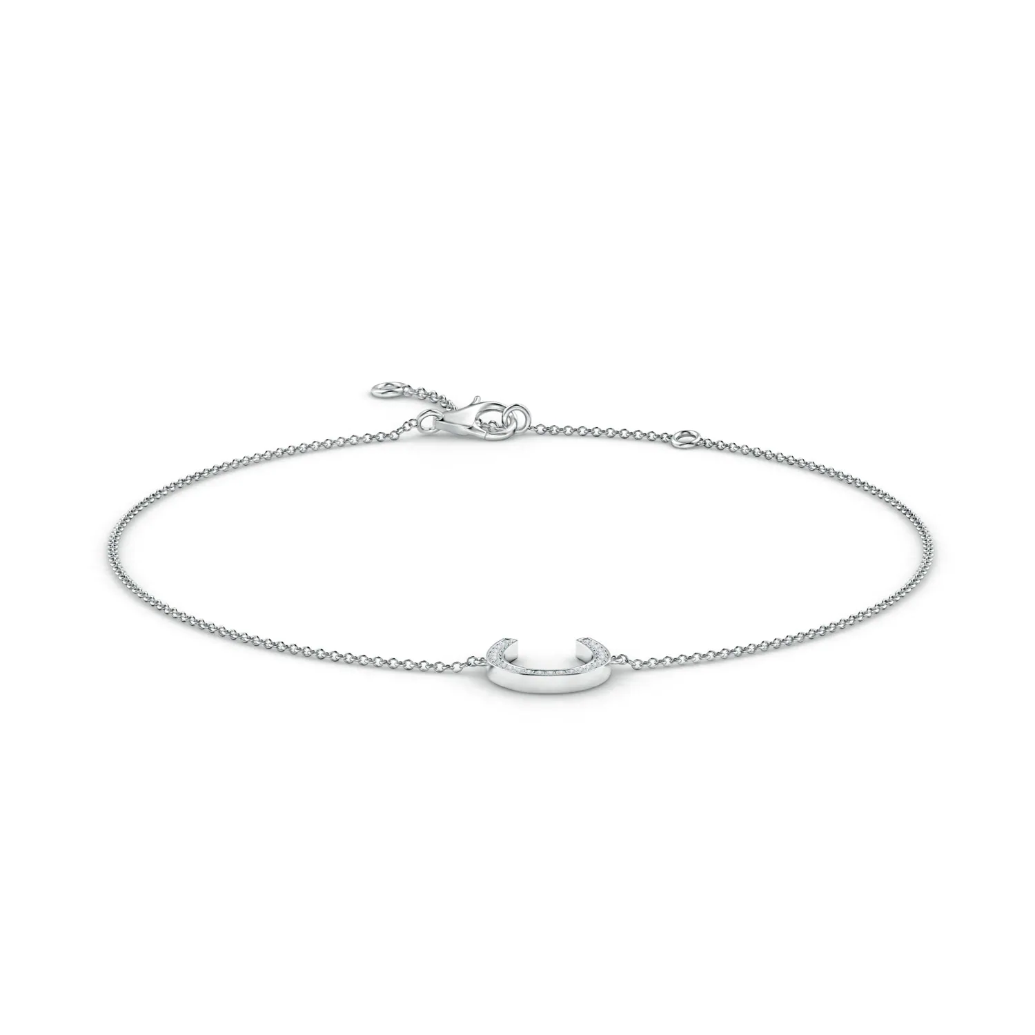 Pave-Set Diamond Adjustable Horseshoe Anklet | Angara