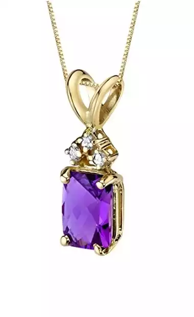 Peora Amethyst with Genuine Diamond Pendant | Amazon