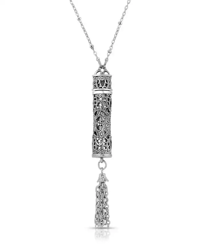 Pewter Filigree Vial with Tassel Necklace | Macys