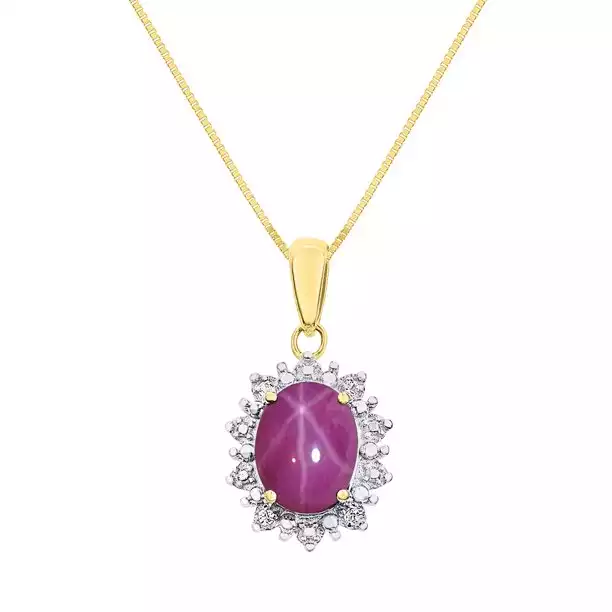 Princess Diana Inspired Halo Diamond & Star Ruby Pendant Necklace | Walmart