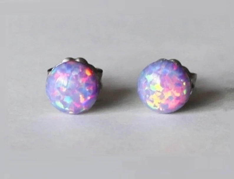 Lavender Opal Stud Earrings | Etsy