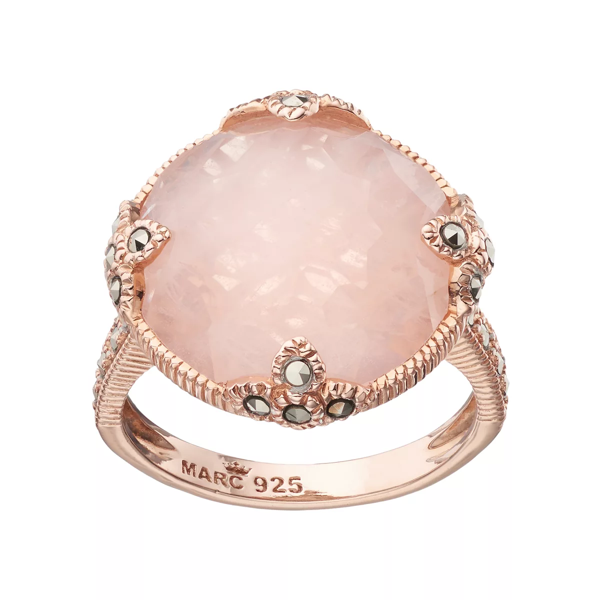 Rose Gold Over Silver Rose Quartz & Marcasite Circle Ring | Kohl's