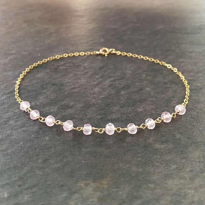 Rose Quartz Anklet | Etsy