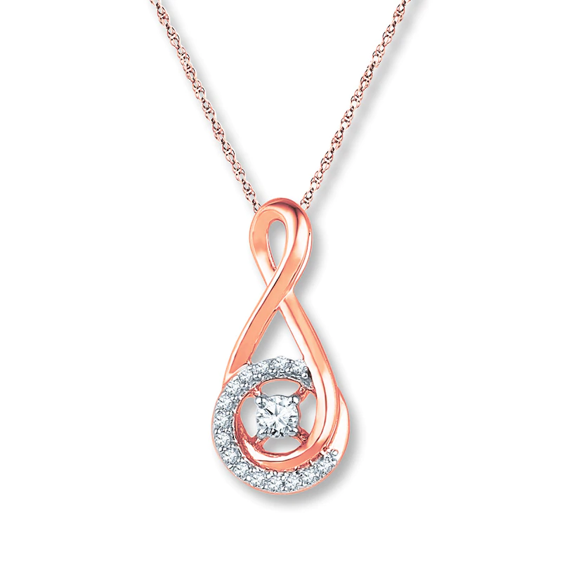 Round-Cut 10K Rose Gold Diamond Infinity Necklace | Kay Outlet