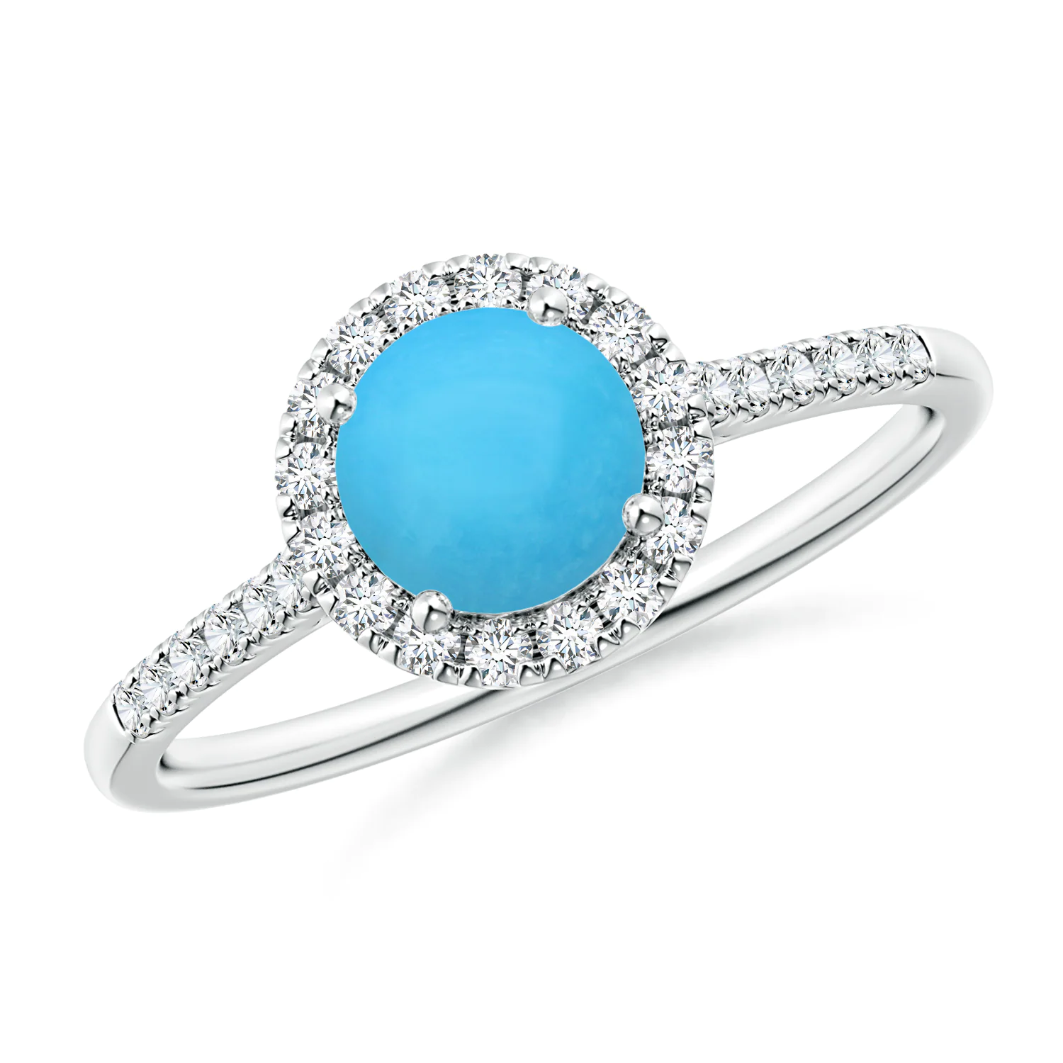 Round Turquoise Halo Ring with Diamond Accents | Angara