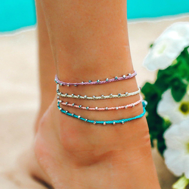 Silver Stitched Beaded Anklet | Pura Vida Bracelets