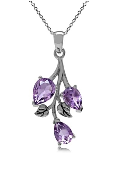 Silvershake Natural Amethyst Leaf Pendant | Amazon