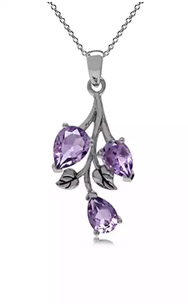 Silvershake Natural Amethyst Leaf Pendant | Amazon