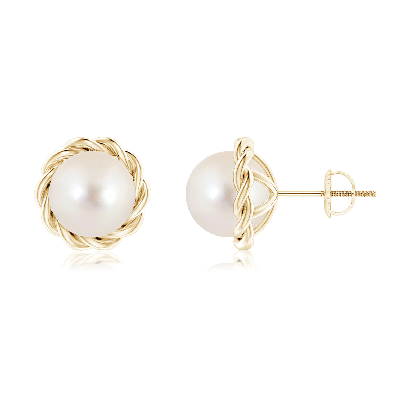 Solitaire Freshwater Pearl Twist Rope Studs | Angara