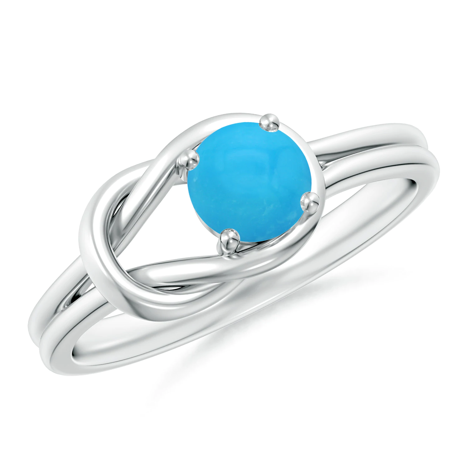 Solitaire Turquoise Infinity Knot Ring | Angara