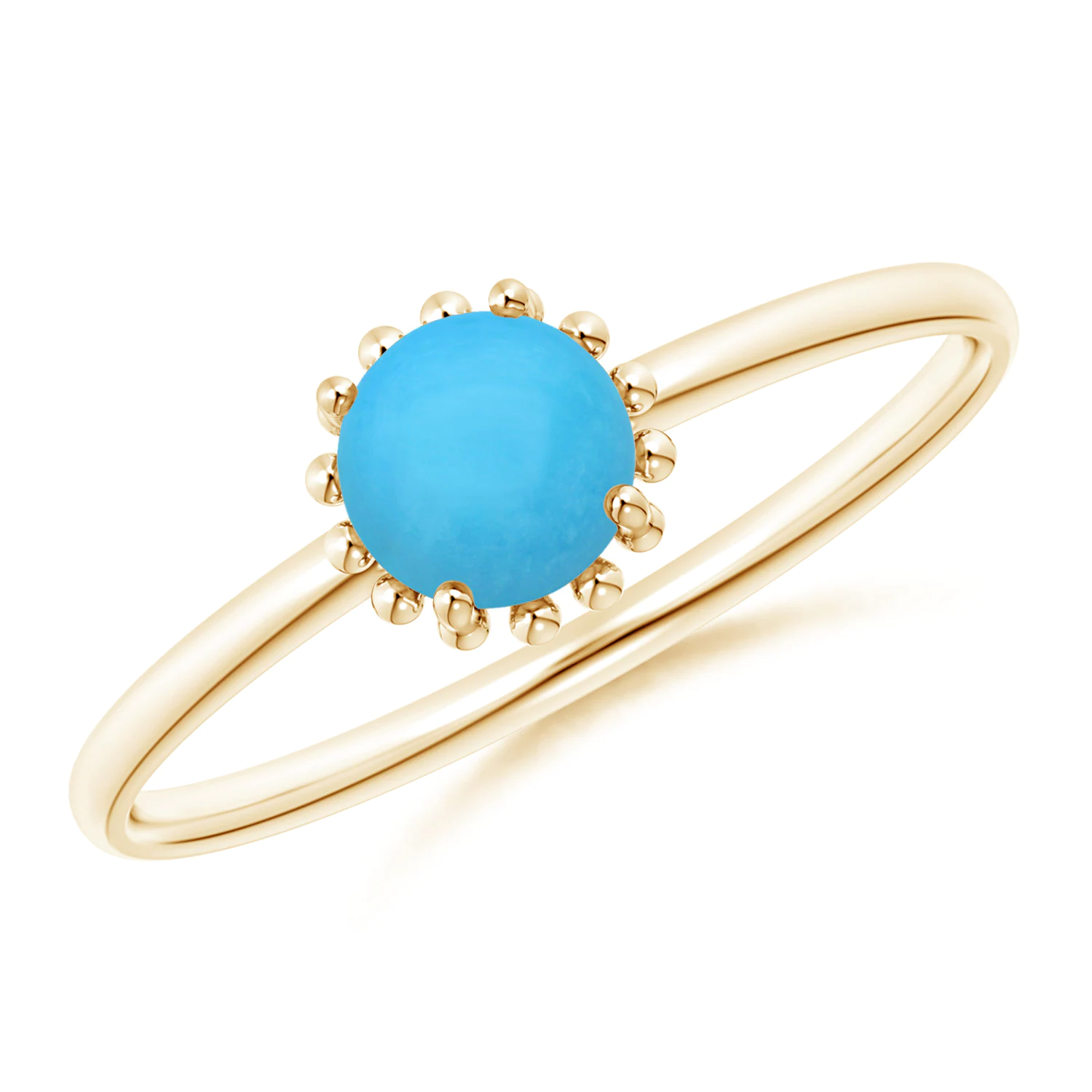 Solitaire Turquoise Ring with Beaded Halo | Angara