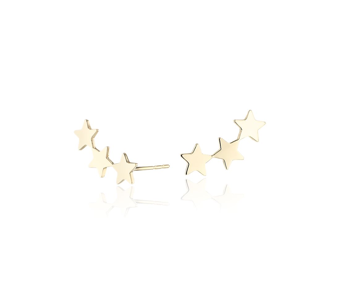 Three Star Ear Climber Stud Earrings | Blue Nile