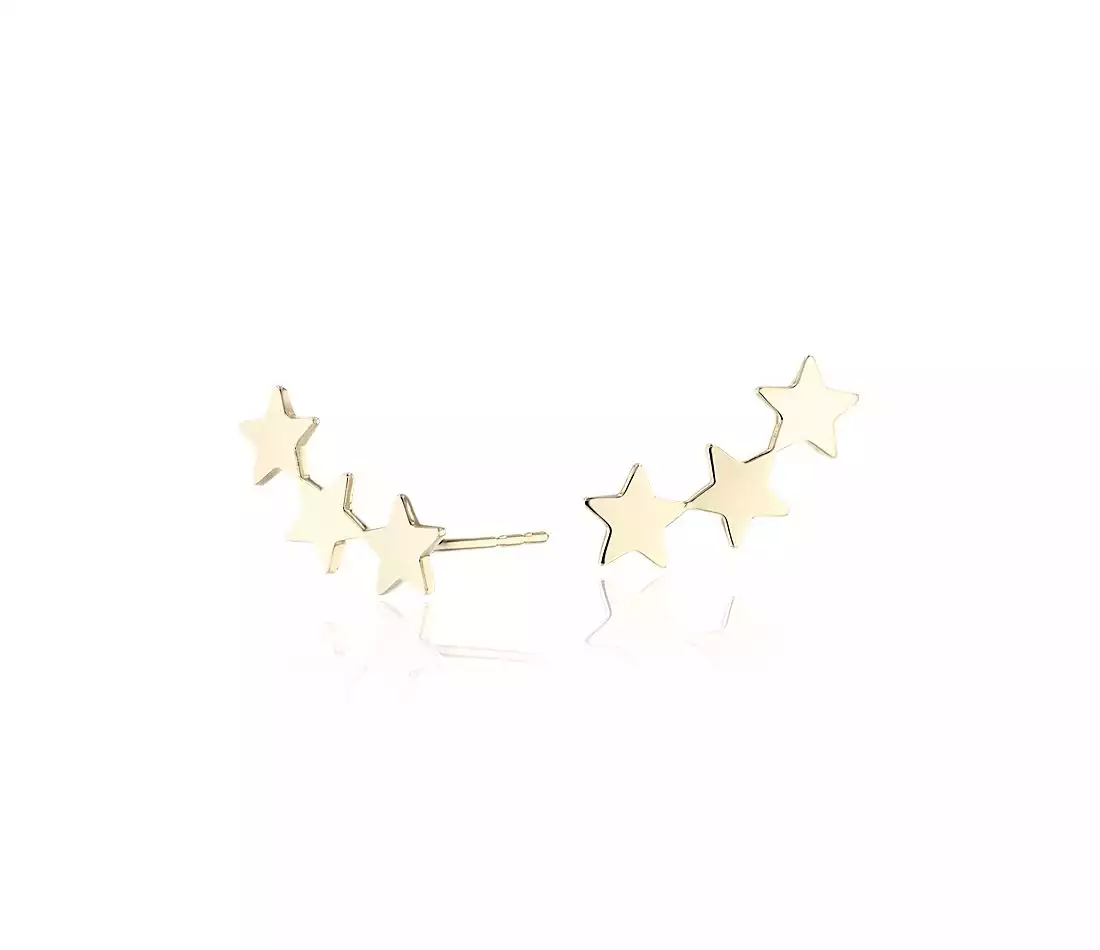 Three Star Ear Climber Stud Earrings | Blue Nile