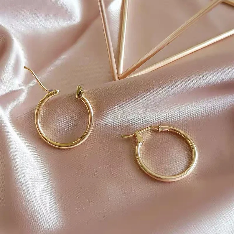 Titanium Gold Hoop Earrings | Etsy