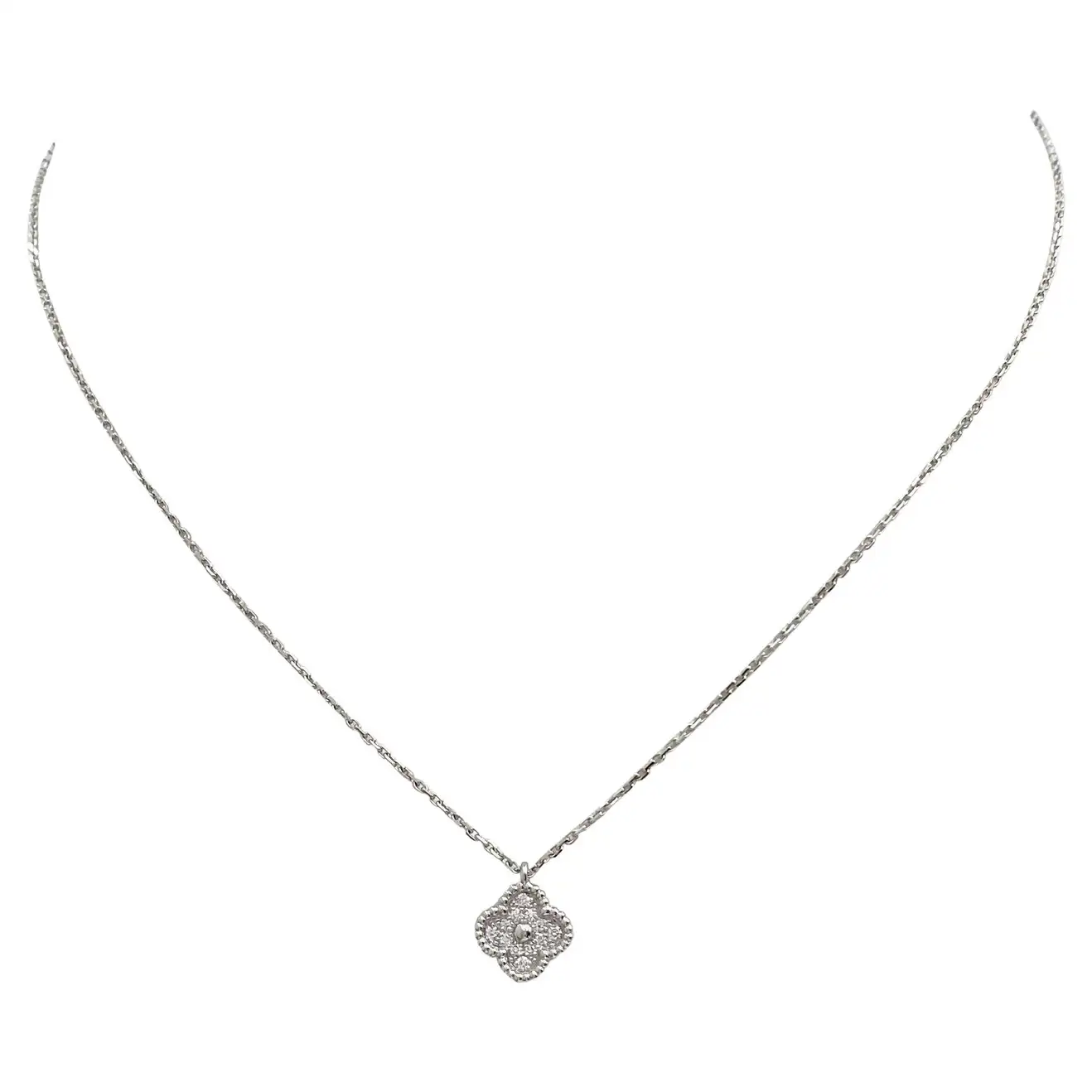 Sweet Alhambra White Gold Diamond Pendant | 1stDibs