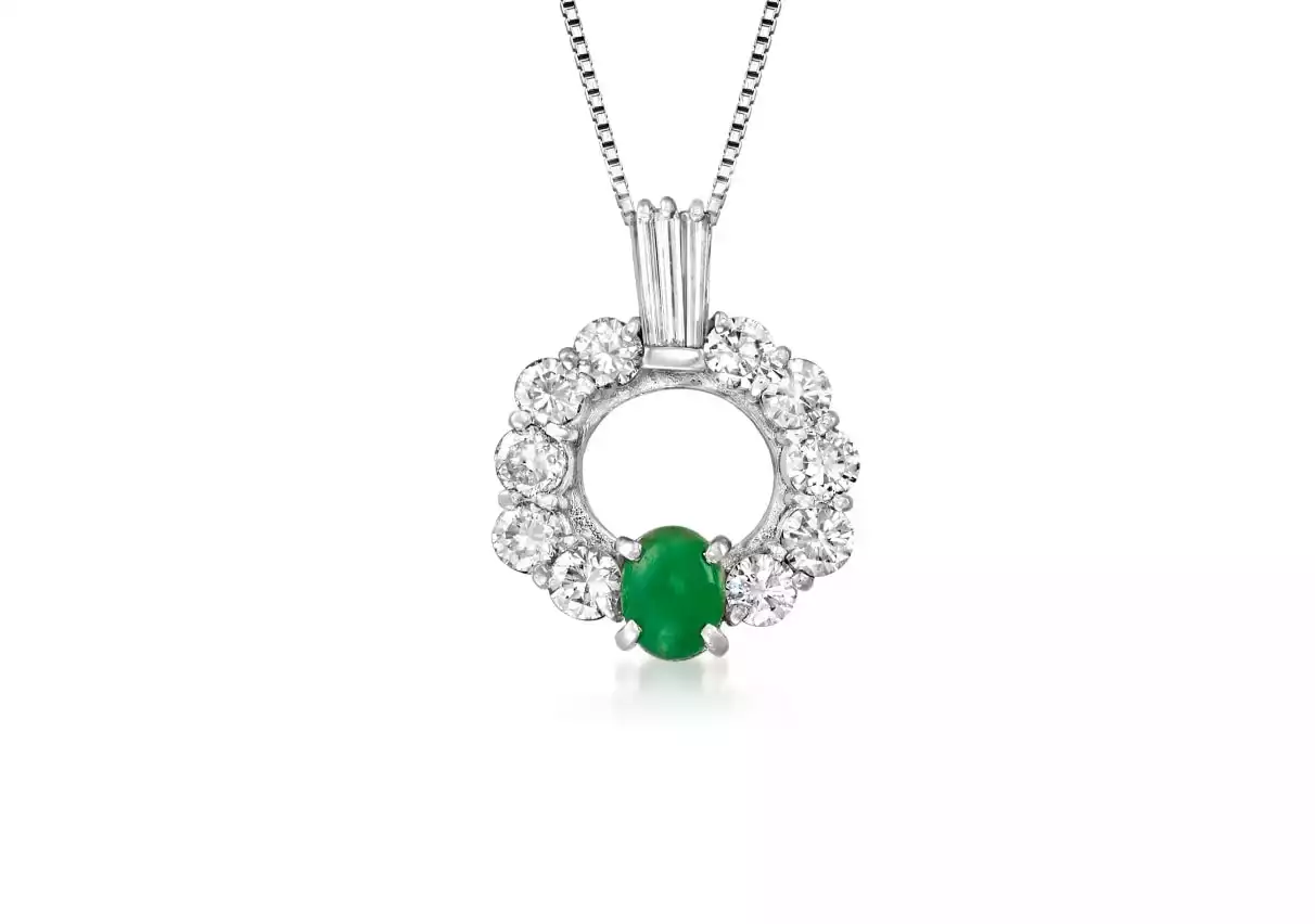 Vintage Jade and Diamond Pendant Necklace | Ross-Simons