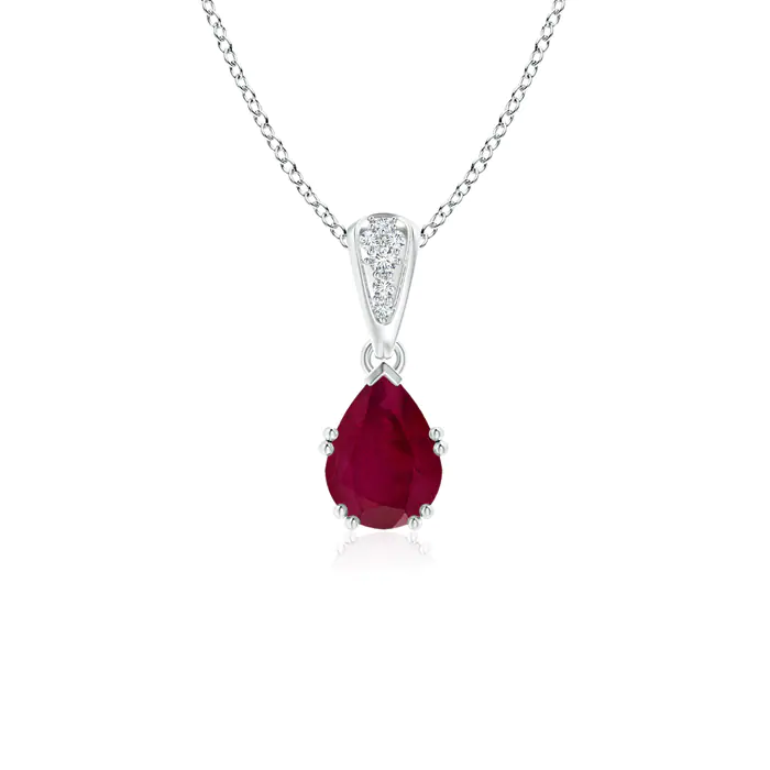 Vintage Style Pear Ruby Drop Pendant | Angara