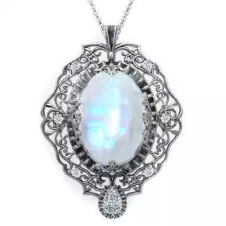 White Rainbow Moonstone Pendant | Jewlr