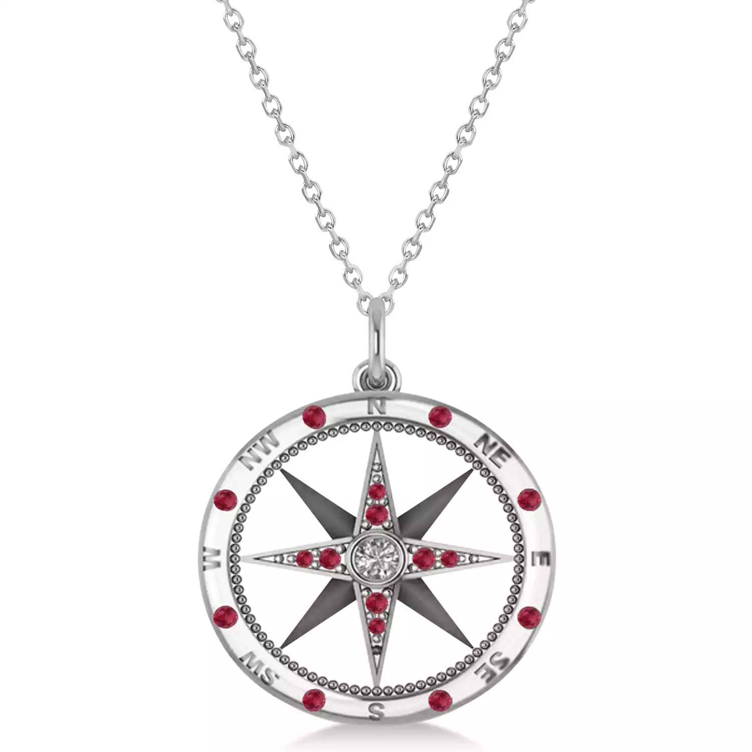 Compass Pendant Ruby & Diamond Accented | Allurez