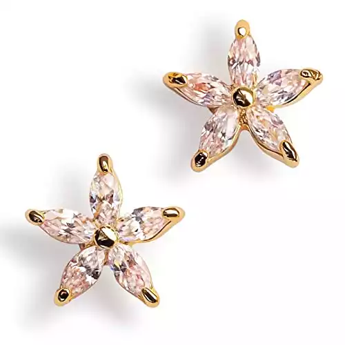 Flower Stud Gold Earrings | Amazon